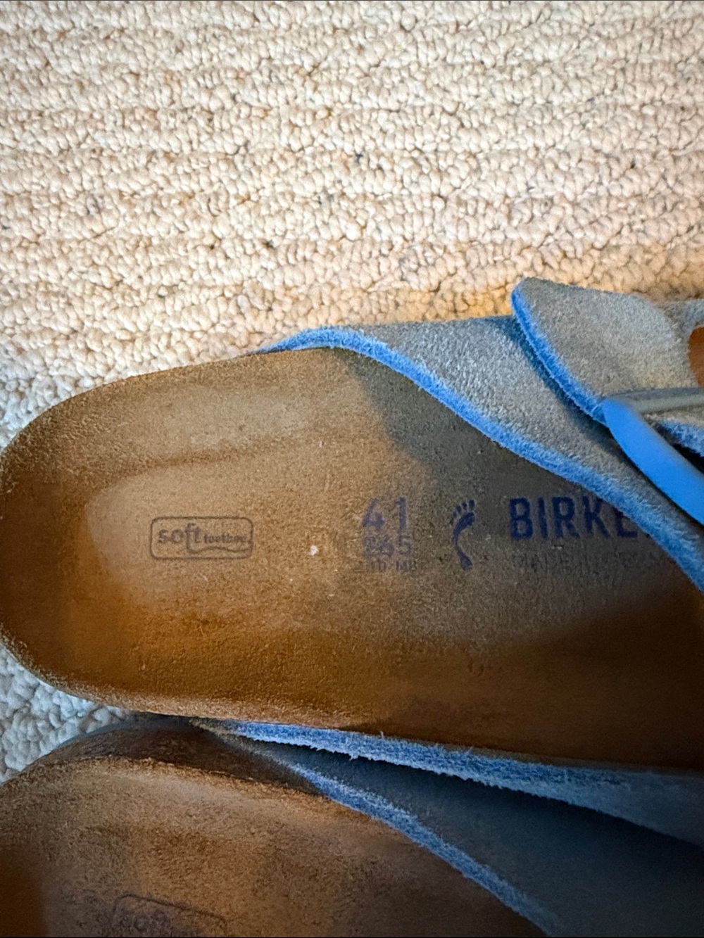 Birkenstock Sky Blue Suede Arizona Sandals - Picture 8 of 12